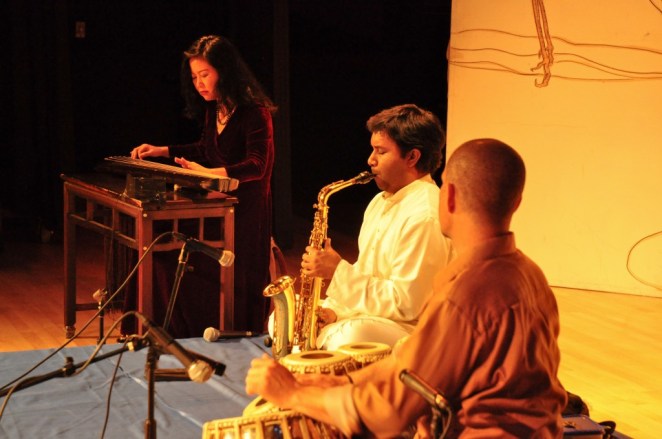 The premier of Prasant's original work Bodhidharma Ensemble, May 2013. Wang Fei - Guqin, Jim Santi Owen - Tabla.